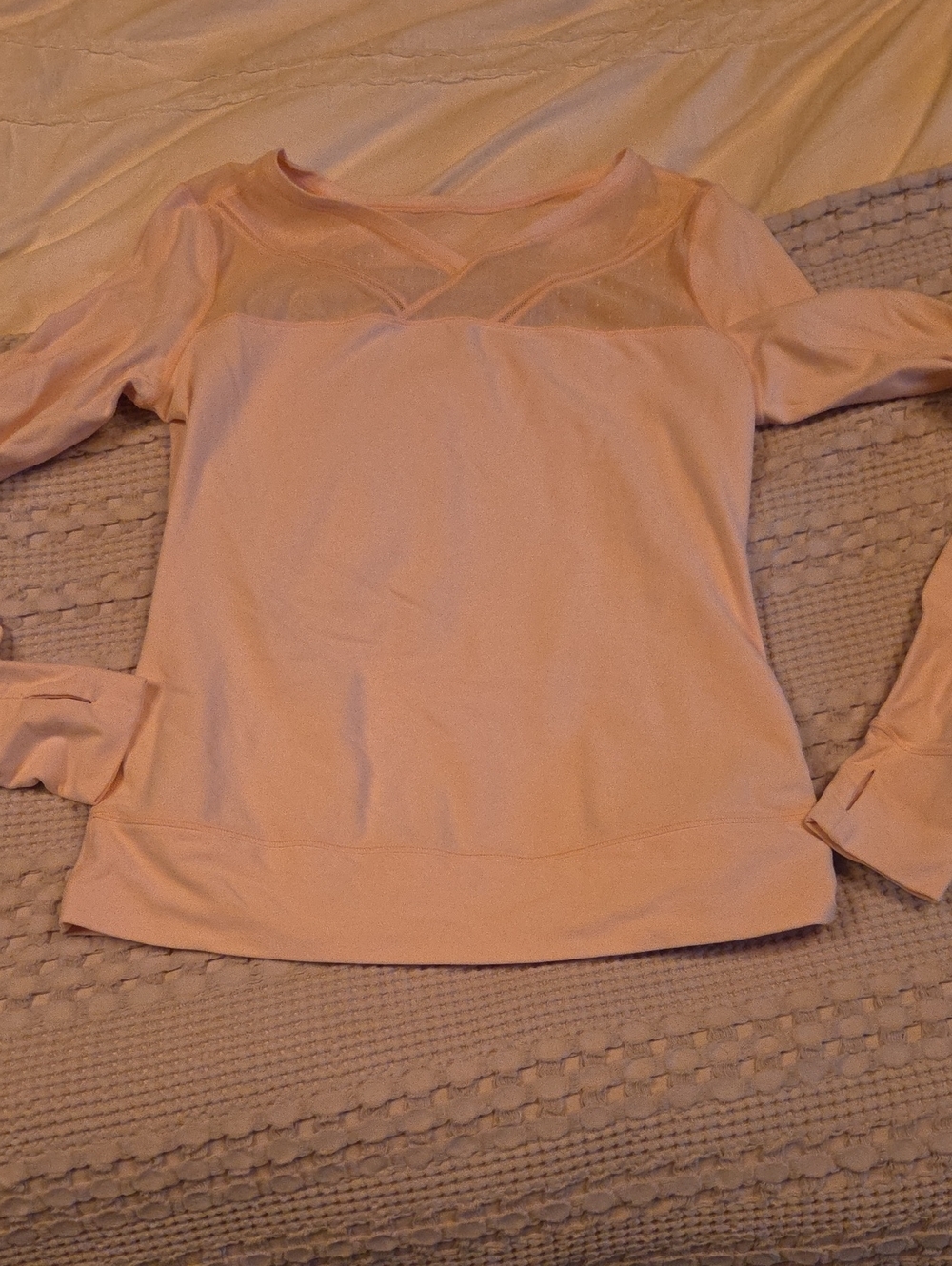 Lululemon Women’s Sheer Yoke Long Sleeve Top - Light Pink Size 8